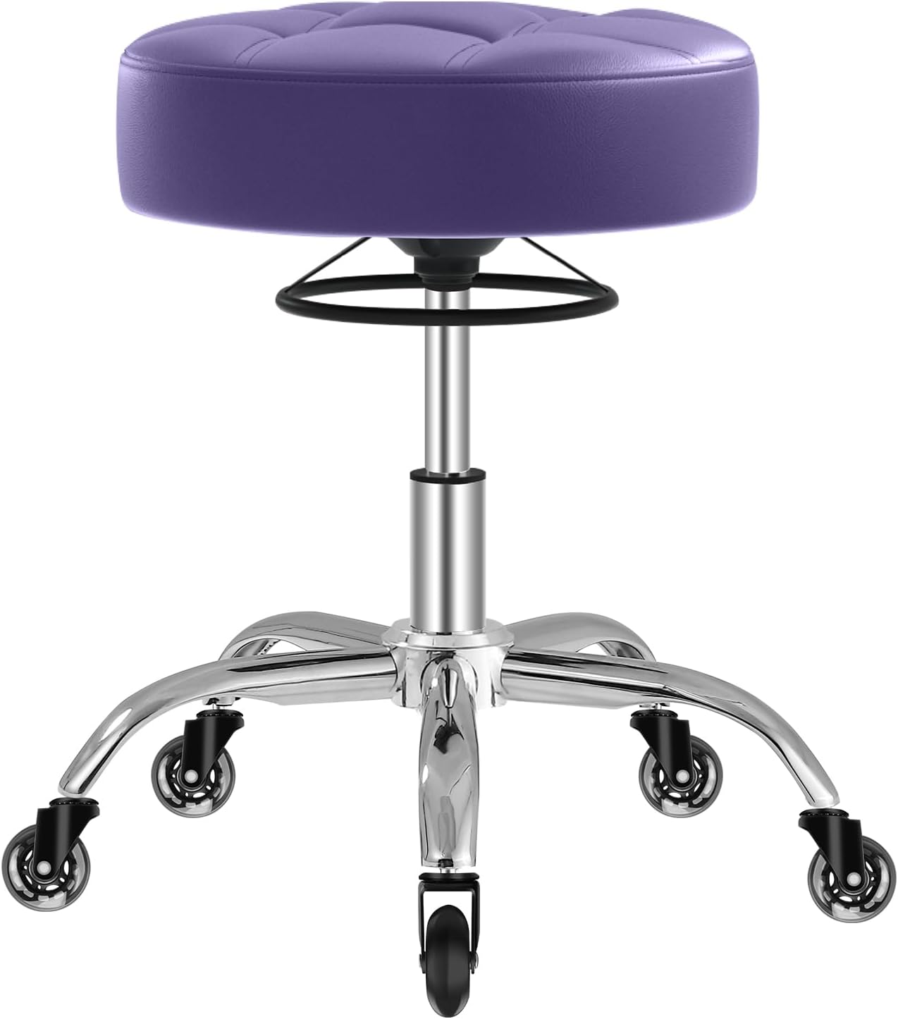 Heavy Duty Rolling Stool with Soft Cushion and 360 Swivel