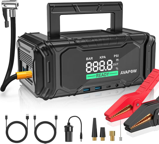 AVAPOW 4000A Peak Jump Starter + Air Compressor