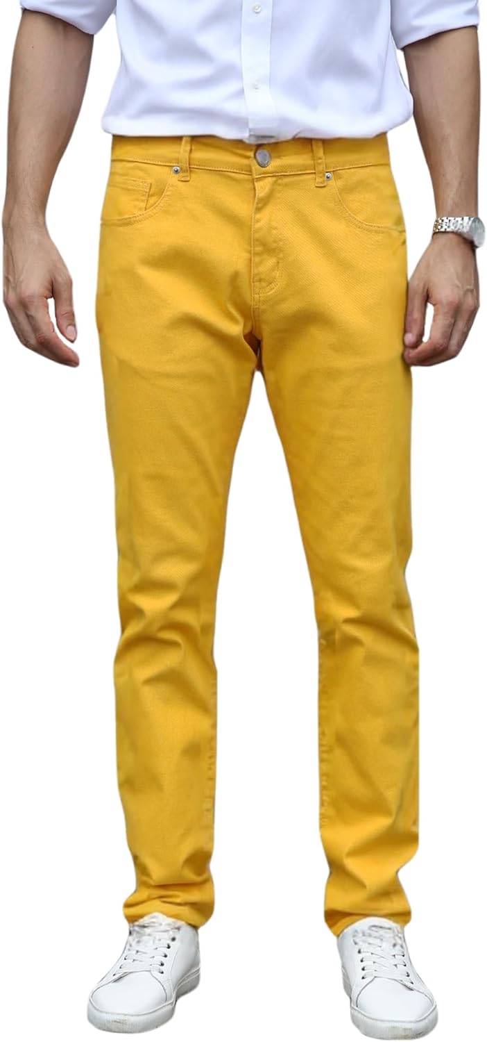 TEGIAs Men's Slim-Fit Stretch Plaid Jean for Classic Comfort