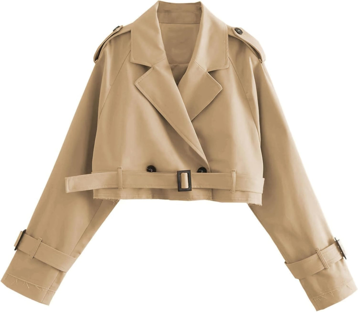 Xiaoxuemeng Womens Cropped Bike Jacket Casual Trench Coat