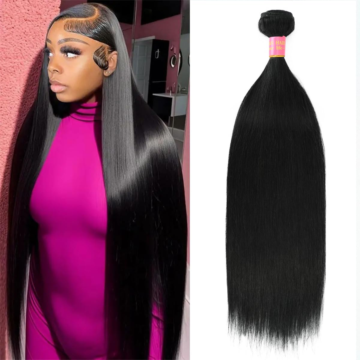 One Bundle Human Hair Straight 22 Inch 12A Brazilian Virgin Weave