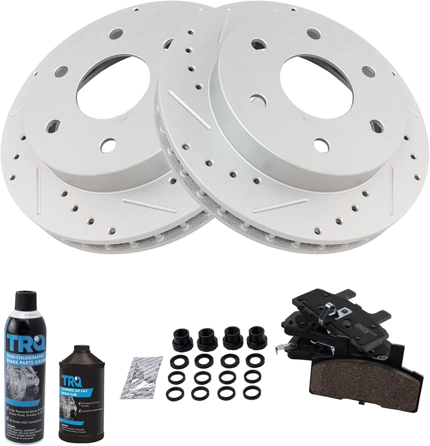 TRQ Performance Rotor Ceramic Brake Pad Front Kit for Chevy