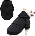 Small Dog Hoodie Black Fleece Sweater with Pocket - Warm Cozy Fit