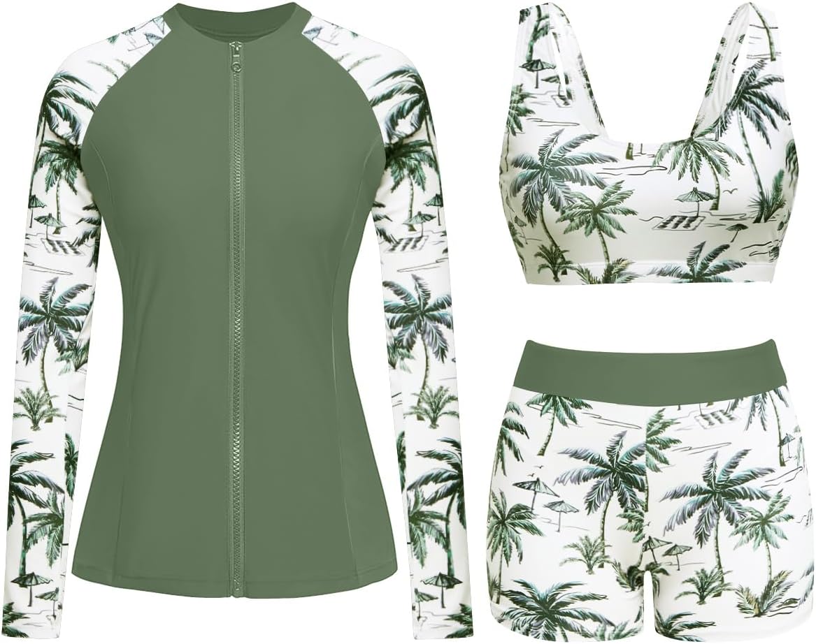 Holipick Long Sleeve Swimsuits for Women - 3 Piece Set