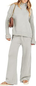 Caracilia Women's Two Piece Sweater Set - Cozy Fall Lounge Outfit