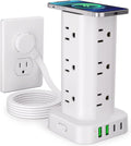 Power Strip Tower with Wireless Charger - Compact 17-in-1 Power Hub