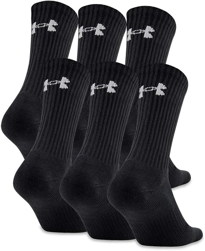 Under Armour Adult Cotton Crew Socks for Men 13-16 Sizes