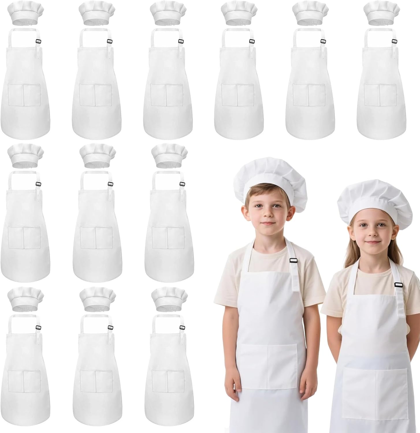 Kids Apron and Chef Hat Set for Cooking and Painting Fun