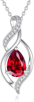 FANCIME Teardrop Ruby Birthstone Necklace for Women - Infinite Love