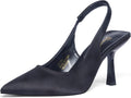 GENSHUO Women's Slingback Kitten Heel Satin Pumps - 3in Stiletto