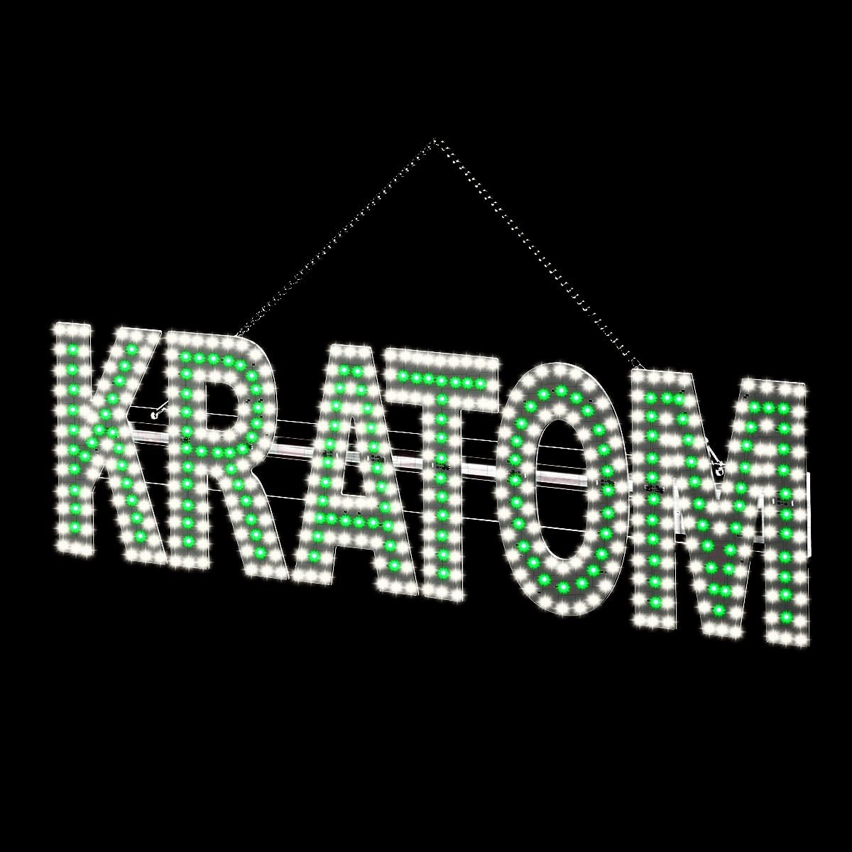 30inx8in LED Kratom Sign - Ultra Bright Store Decor for Shops