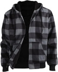 Sherpa Lined Plaid Fleece Hoodie for Men Plus Size S-5XL - Heavy Warm