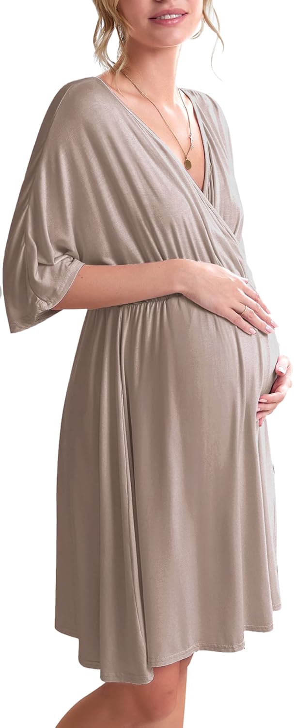 Ekouaer 3 in 1 Labor Delivery Hospital Gown for Maternity