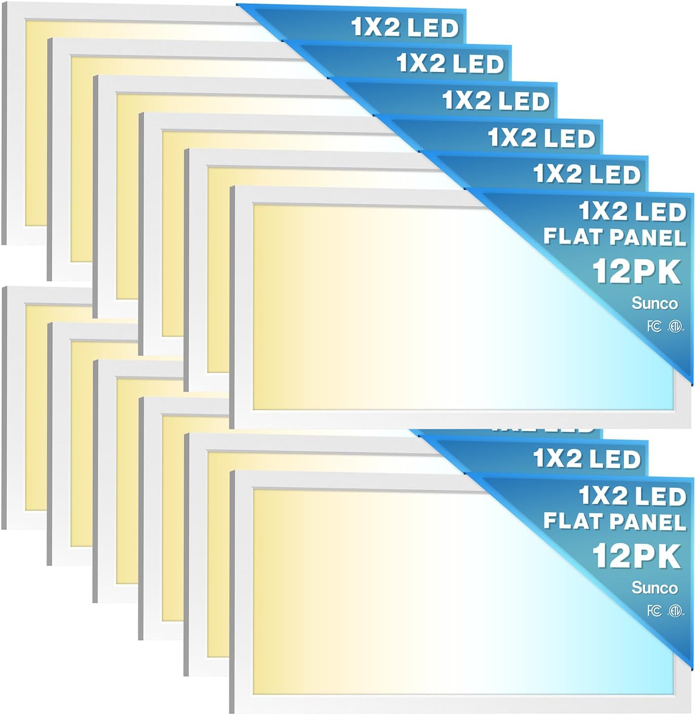 LED Flat Panel Lights 12 Pack with Selectable CCT and Wattage