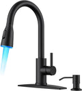 FORIOUS LED Kitchen Faucet with Pull Down Sprayer - Safe LED Temp