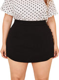 WDIRARA Women's Plus Size High Waist Button Side Skort - Casual