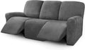 Velvet 8-Pieces Recliner Sofa Cover for 3 Seater - Dark Gray