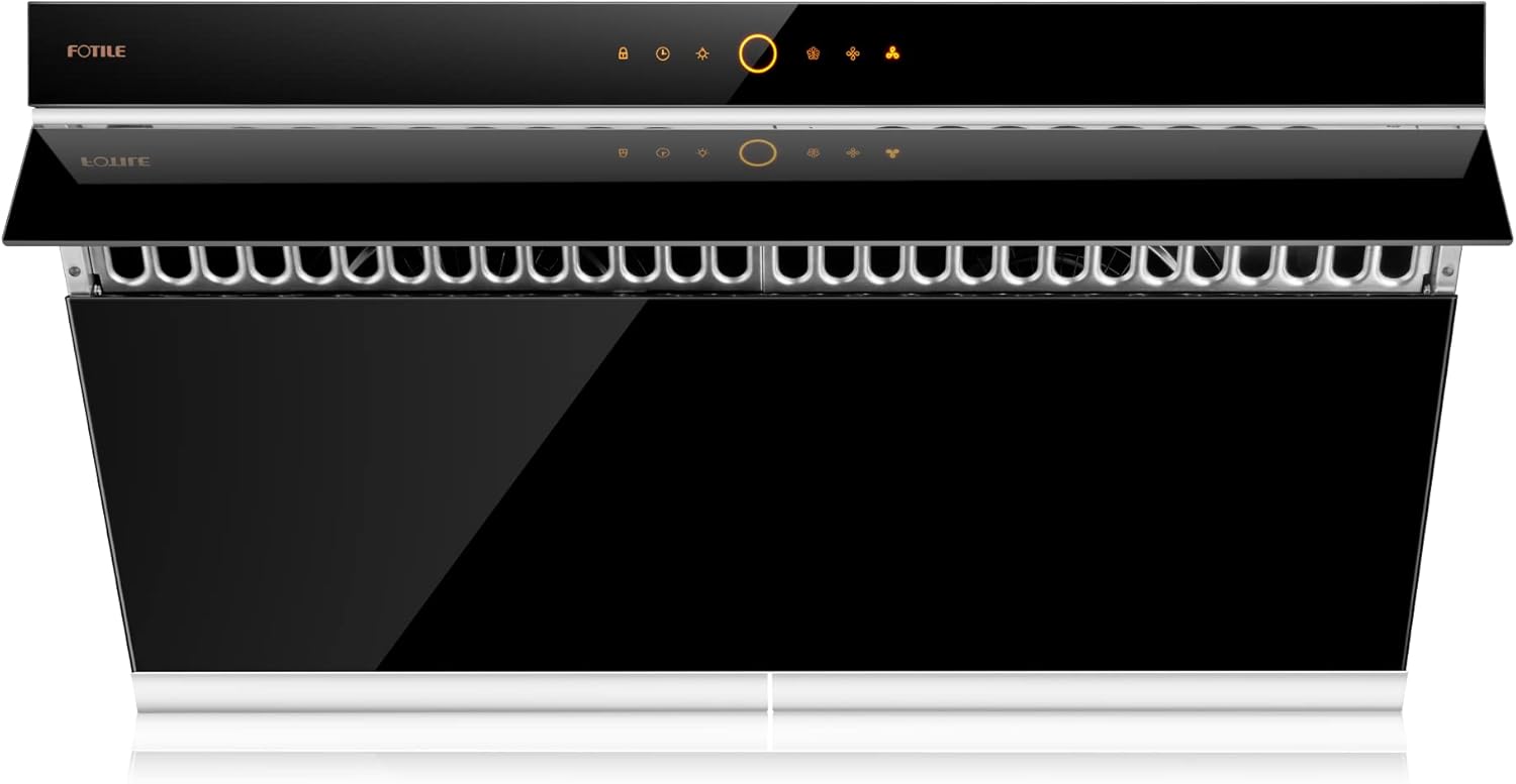 FOTILE JQG9006 36 Range Hood | Dual DC-Motor | Motion Activate | Touchscreen | Black Glass