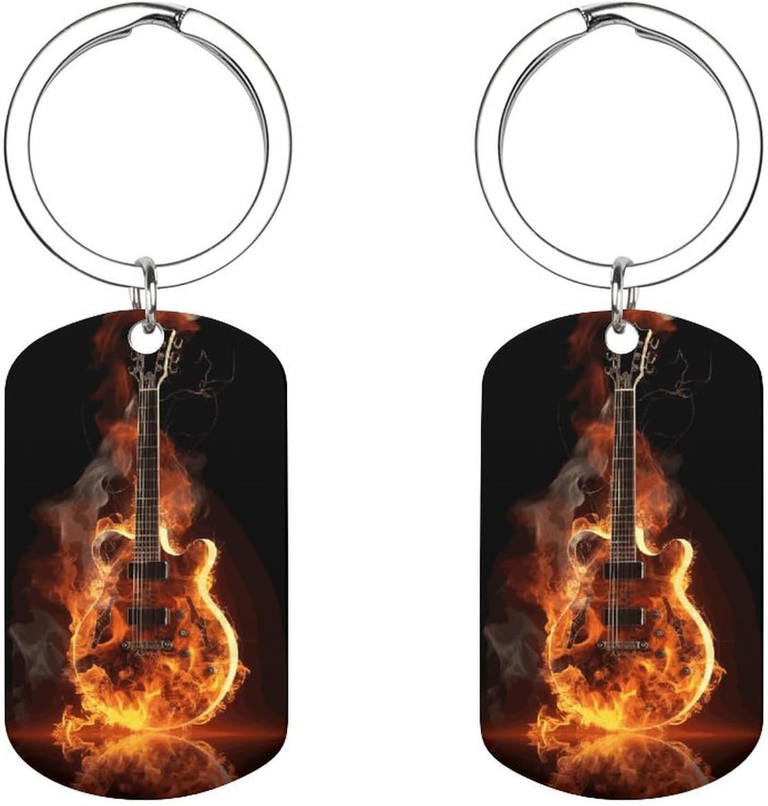 Custom Fire Guitar Keychain - Premium Organizer
