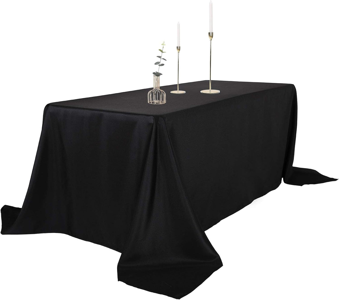 Ascoza 2pack 90x156 Inch Black Rectangular Tablecloth for Events