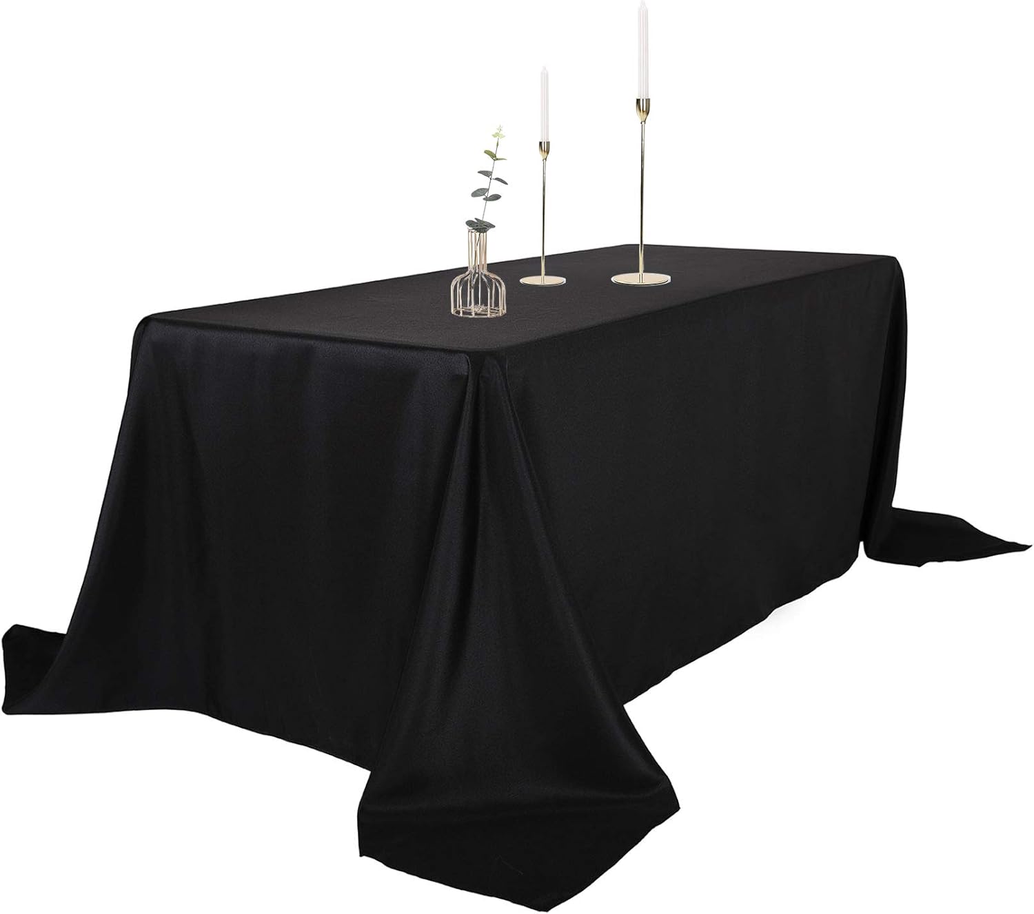 Ascoza 2pack 90x156 Inch Black Rectangular Tablecloth for Events