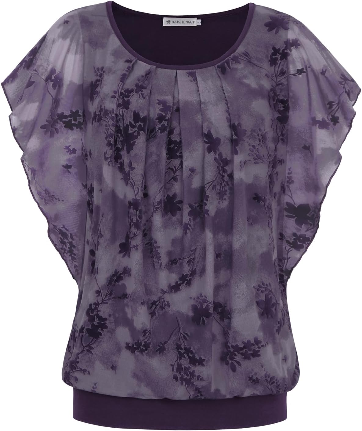 BAISHENGGT Womens Summer Tops Flutter Short Sleeve Blouses