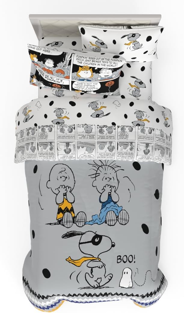 Peanuts Halloween Twin Bed Set with Snoopy & Charlie Brown Design