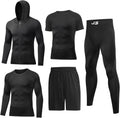 Men Compression Workout Set 5 PCS Quick Dry Gym Clothes - Slim Fit