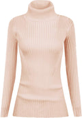 Turtleneck Ribbed Sweater for Women - Slim Knit High Neck