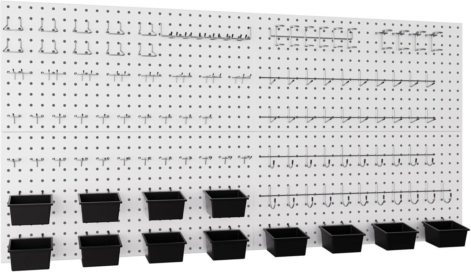 Metal Pegboard Wall Organizer Kit for Garage and Workshop Storage