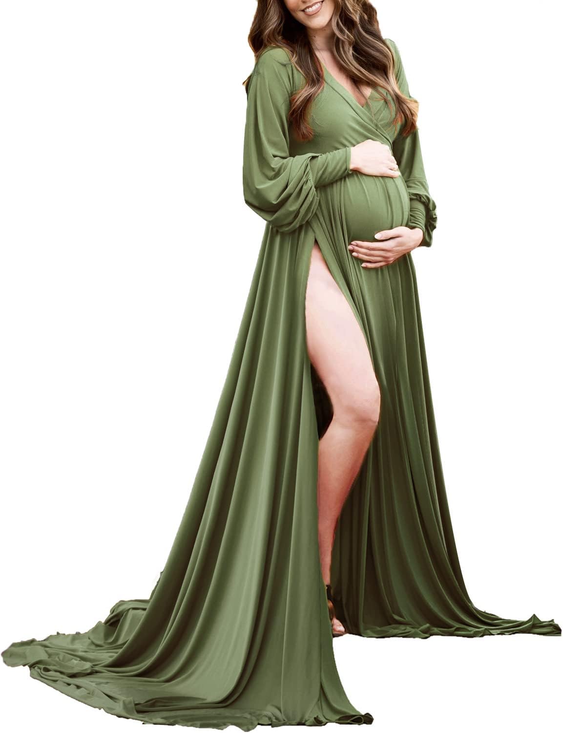 Dedysler Maternity Gowns Long Sleeves for Baby Shower Photos
