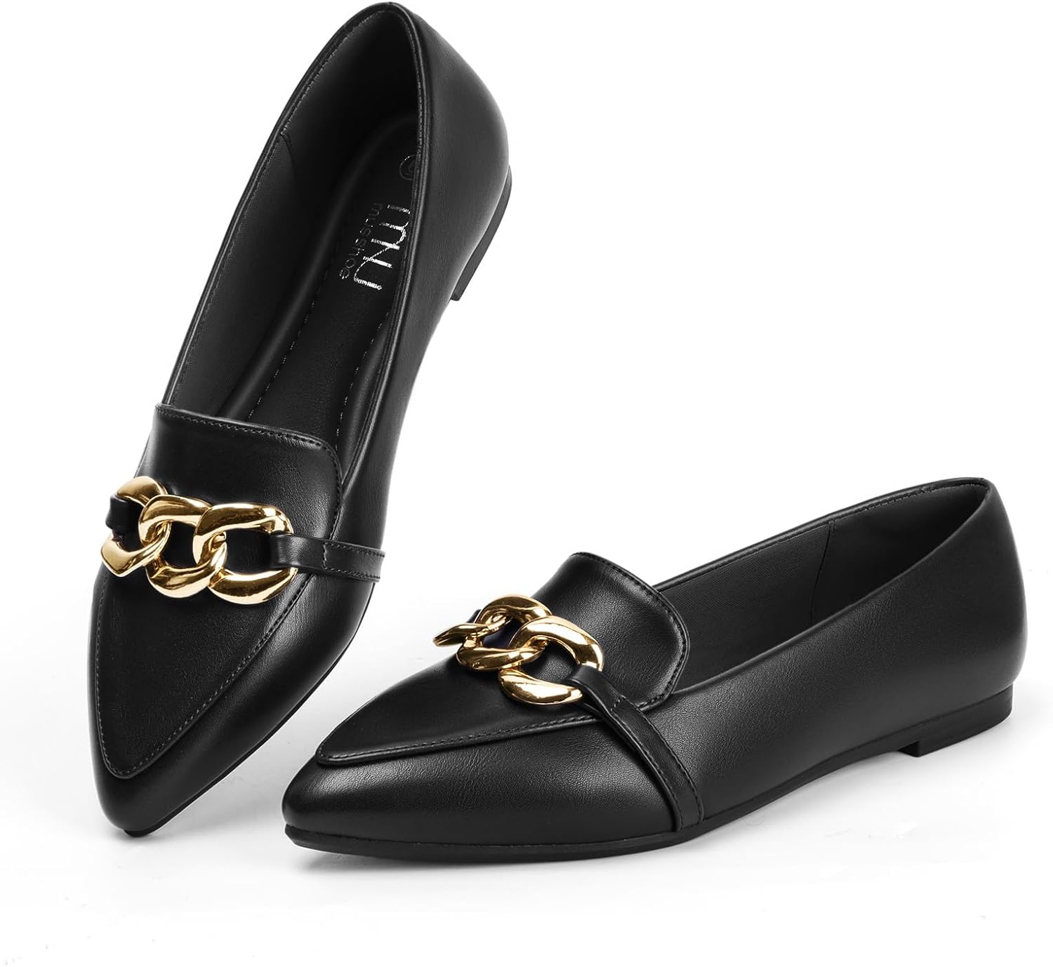 MUSSHOE Women's Loafers: Comfortable Fashion Chain Flats Shoes
