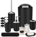Bathroom Accessories Set 9 Piece Black Grey - Compact Bathroom Set