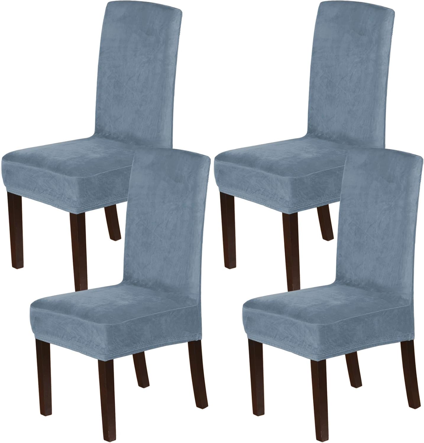 Velvet Dining Chair Covers for Dining Room Set of 4 - Stone Blue