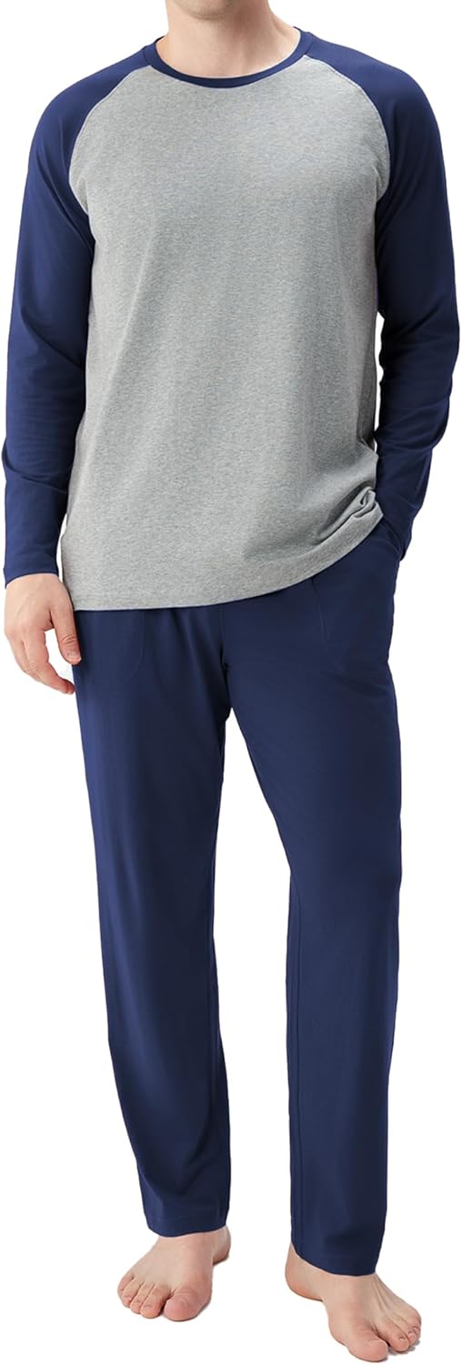 DAVID ARCHY Mens Pajamas Set - Soft Cotton Pjs for Comfort