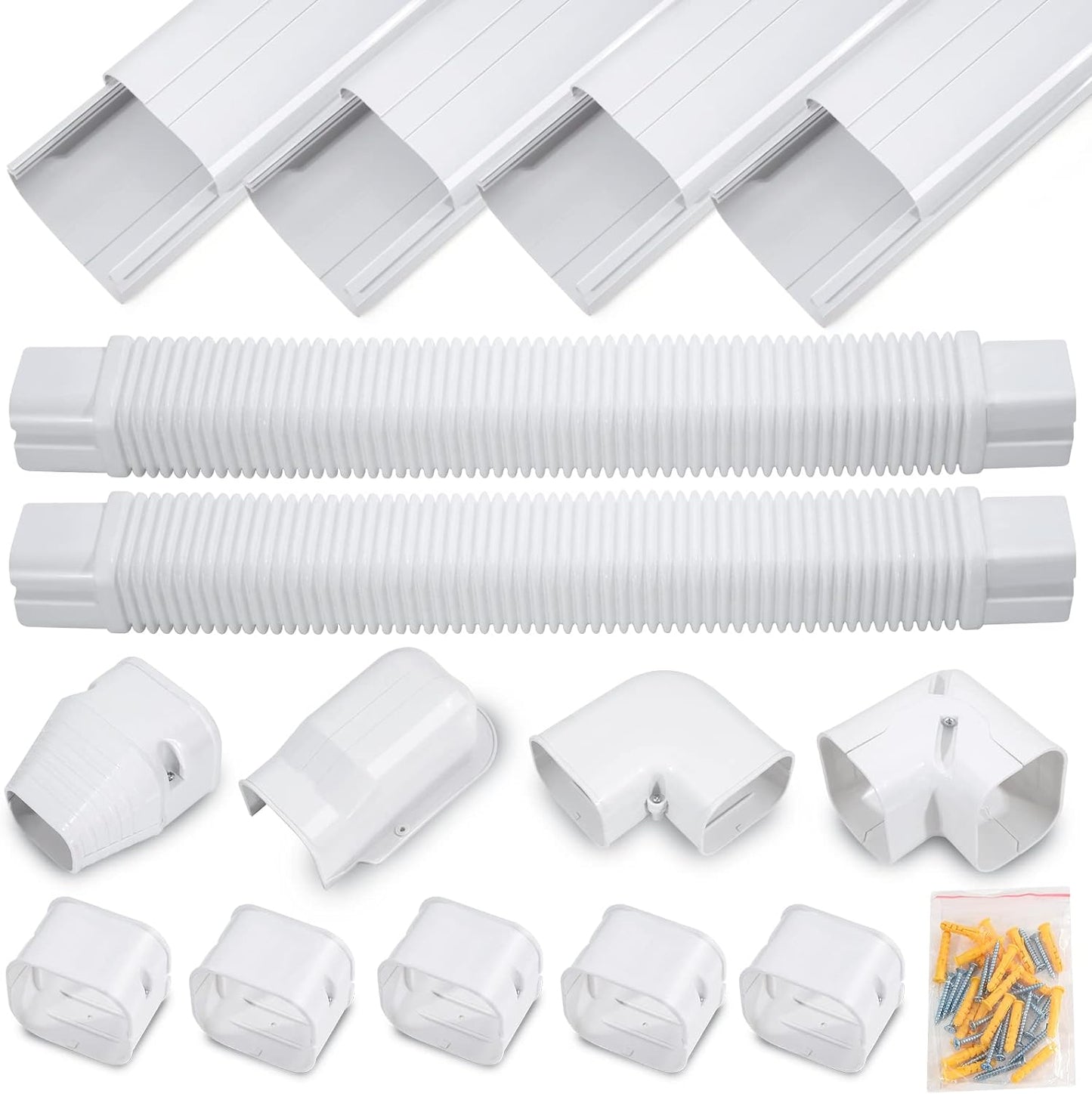 DWALE 4 17Ft PVC Line Set Cover Kit - Protects and Conceals for Mini Splits!