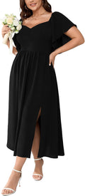 SCOMCHIC Plus Size Short Sleeve Sweetheart Neckline Maxi Dress