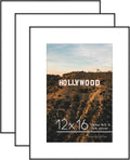 Front Loading 12x16 Picture Frame Set of 3 - Sleek Black Wall Frames