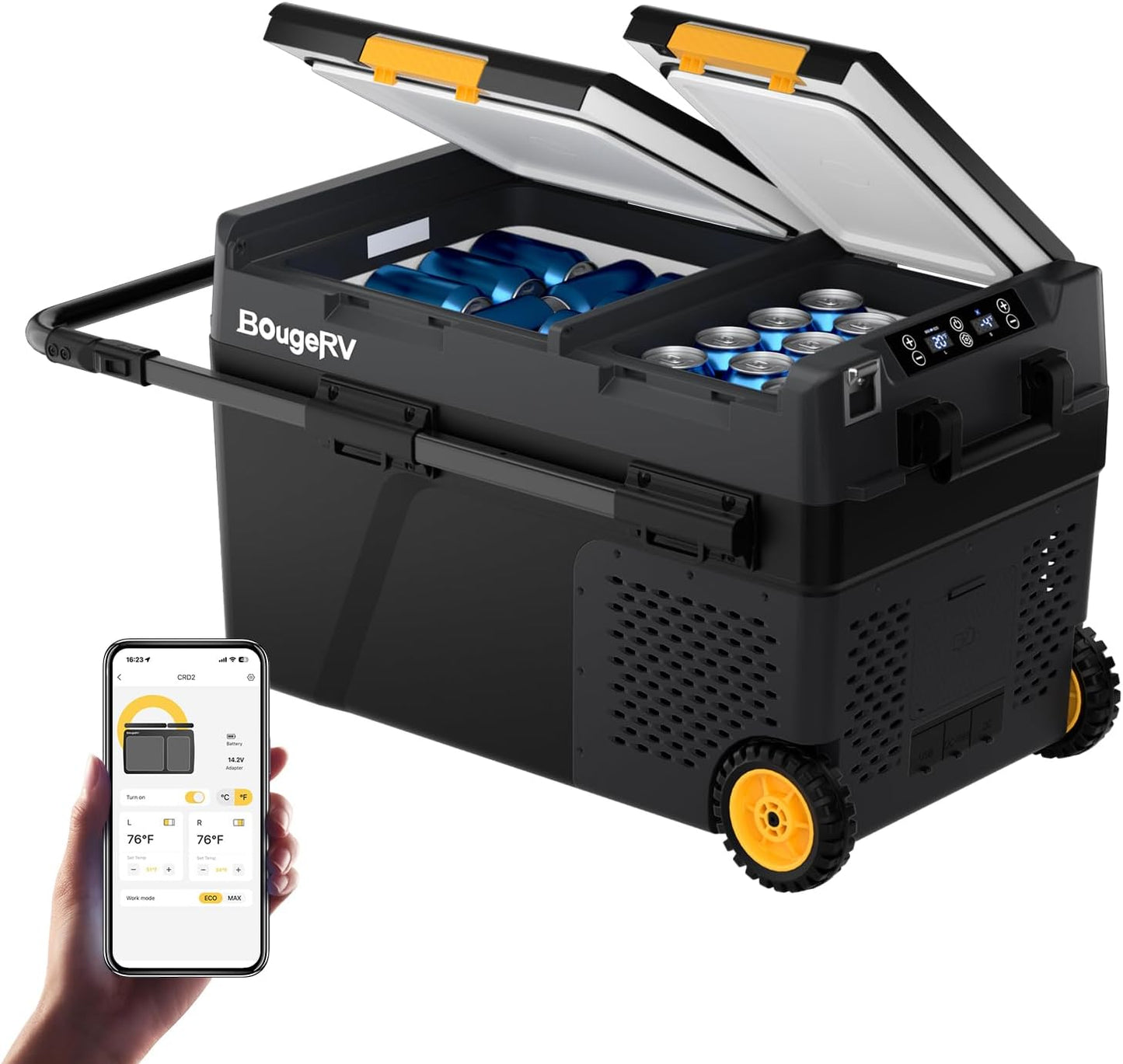 BougeRV 12 Volt Car Refrigerator - 43 Quart Portable Freezer