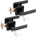 Probrico Entry Door Levers Matte Black with Different Keys - Heavy