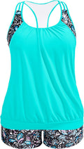 Plus Size Tankini Swimsuit for Women - Blouson Racerback Fit