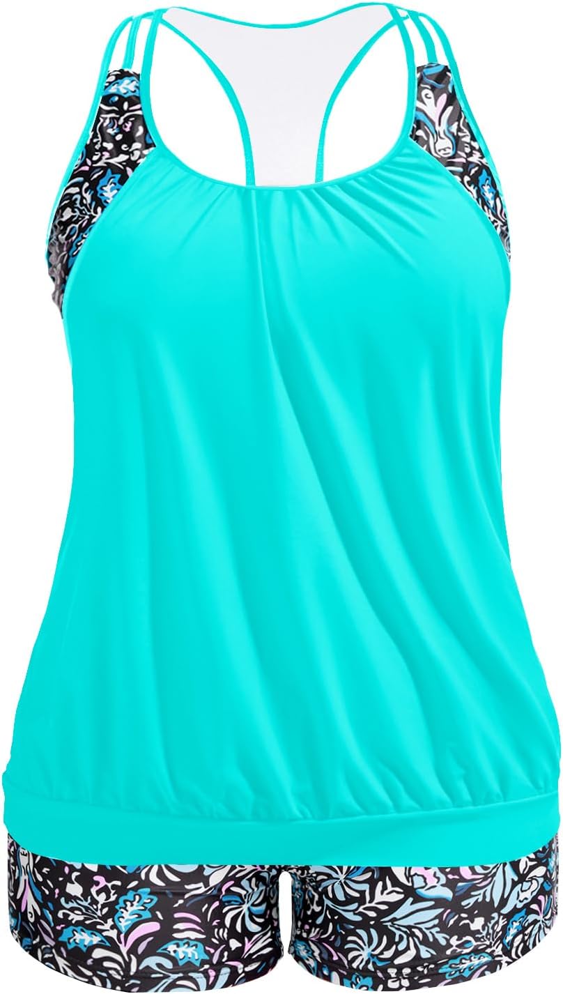 Holipick Plus Size Tankini Swimsuit for Women with Tummy Control