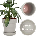 vensovo Gray 8 in Terracotta Pot 2-Pack - Durable Indoor/Outdoor