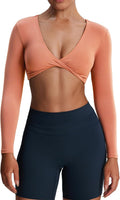Long Sleeve Crop Tops for Women Sienna Twist Deep V - Workout Fit