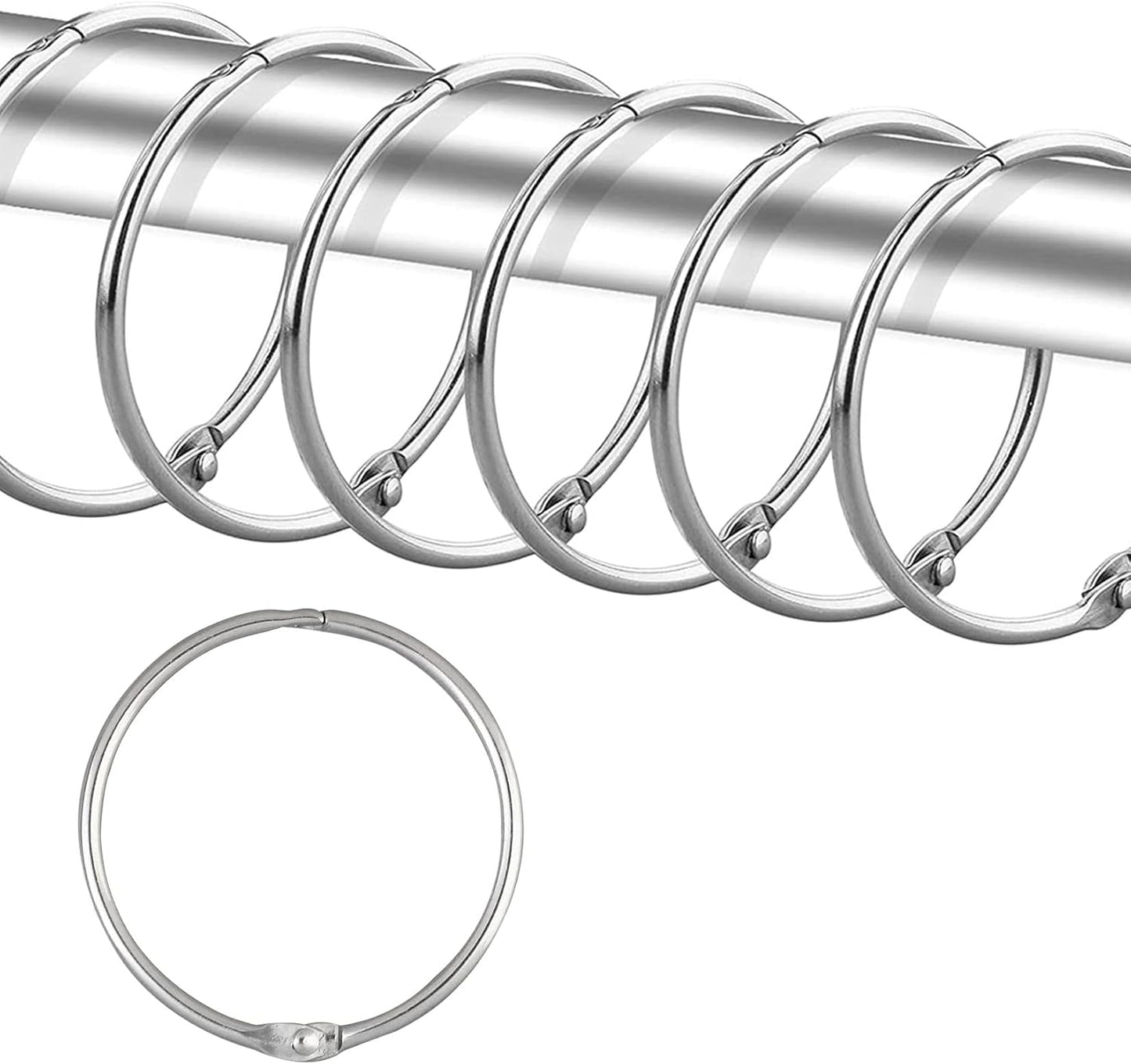Rust-Proof Shower Curtain Hooks - Set of 24