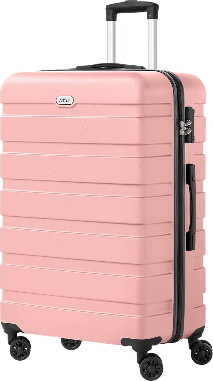 AnyZip 28 Inch Pink Hardside Suitcase with TSA Lock and Wheels