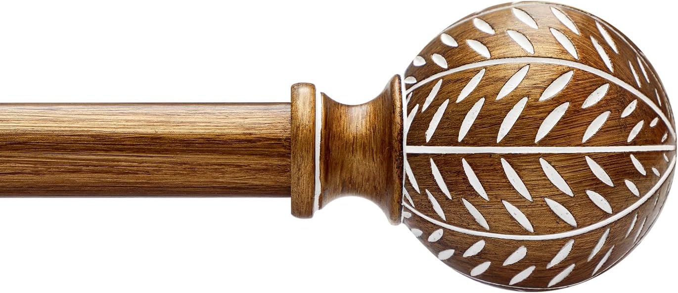 Gold Curtain Rods for Windows 72 to 144 Inch with Leaf Finials