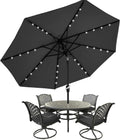 Patio Umbrella with 32 Solar LED Lights - 9ft Dark Gray