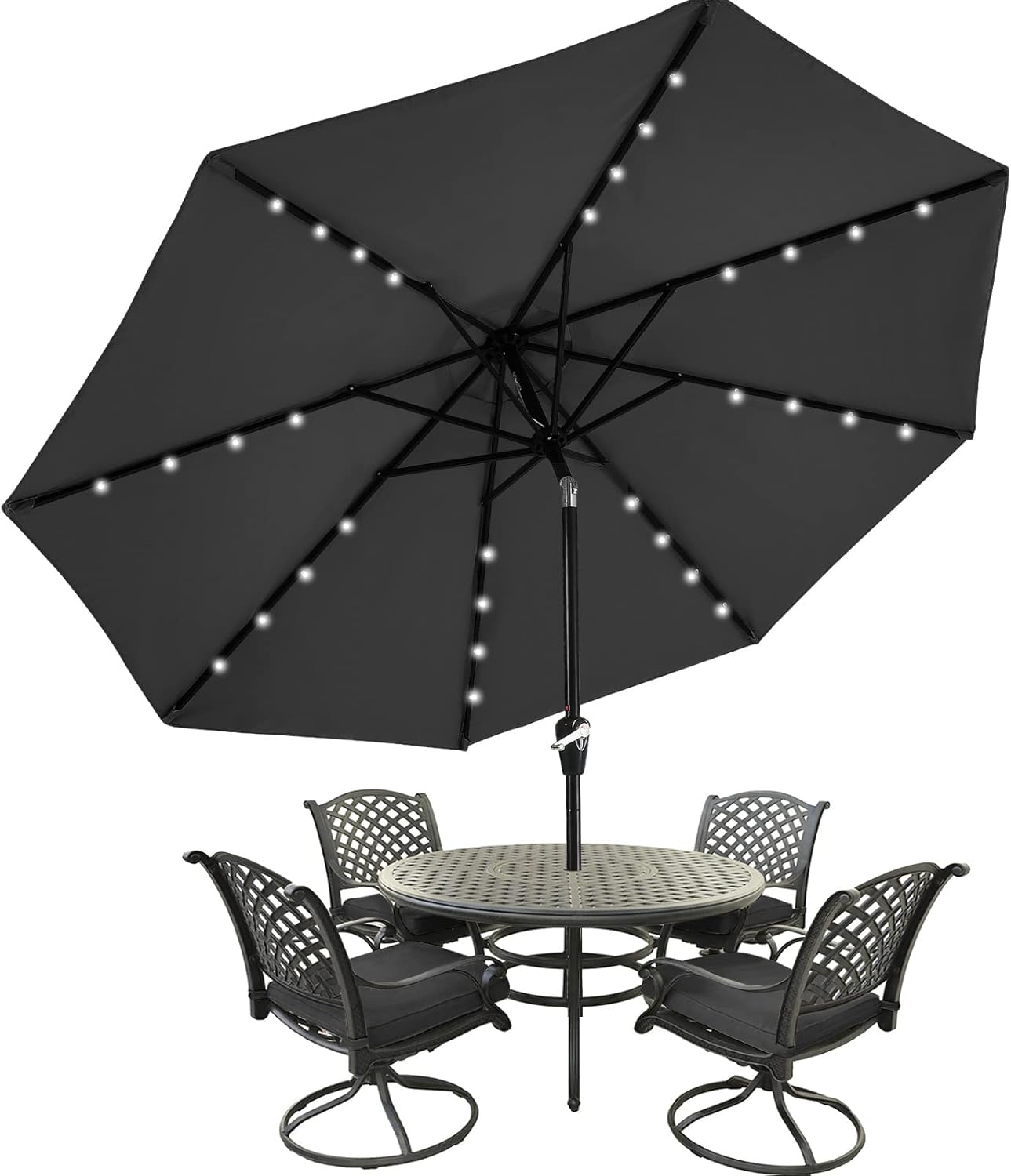 MASTERCANOPY Patio Umbrella with 32 Solar LED Lights for Shade