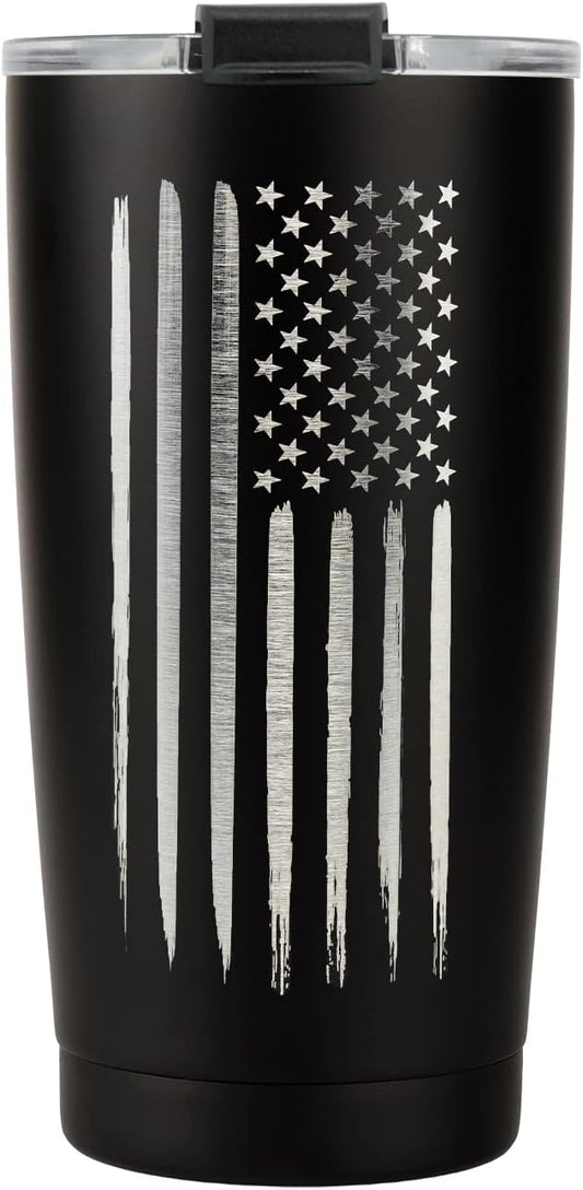 20oz American Flag Tumbler - Insulated Steel Coffee Mug